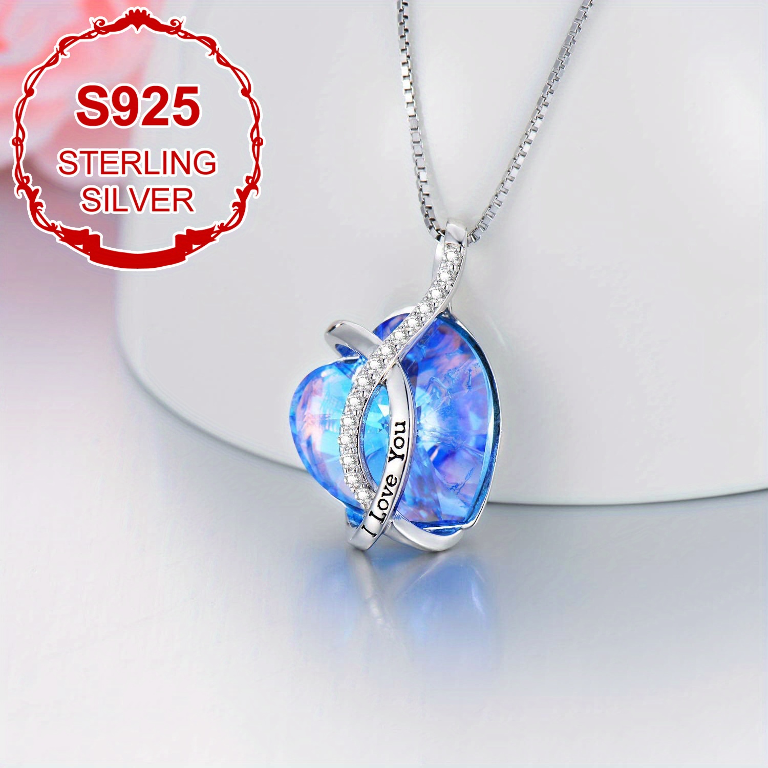 Women's Birthstone Love Necklace — S925 Silver